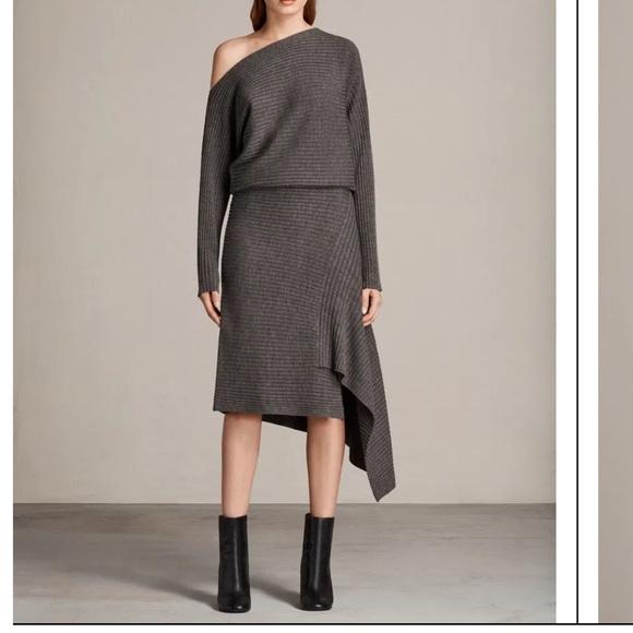 All Saints Charcoal Asymmetrical Eva dress - Picture 6 of 12